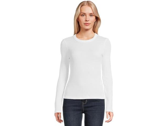 (取寄) マイケル スターズ レディース リブド ロング スリーブ ティー Michael Stars women Liyah Ribbed Long Sleeve Tee White