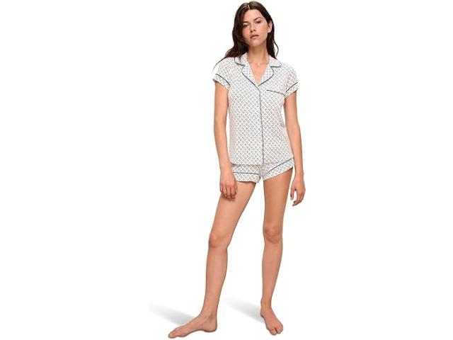 (取寄) エバージェイ レディース ジゼル プリンテッド - ザ ショーティ ショート Pj セット Eberjey women Eberjey Gisele Printed - The Shortie Short PJ Set Petite Batik Ivory/Denim Blue