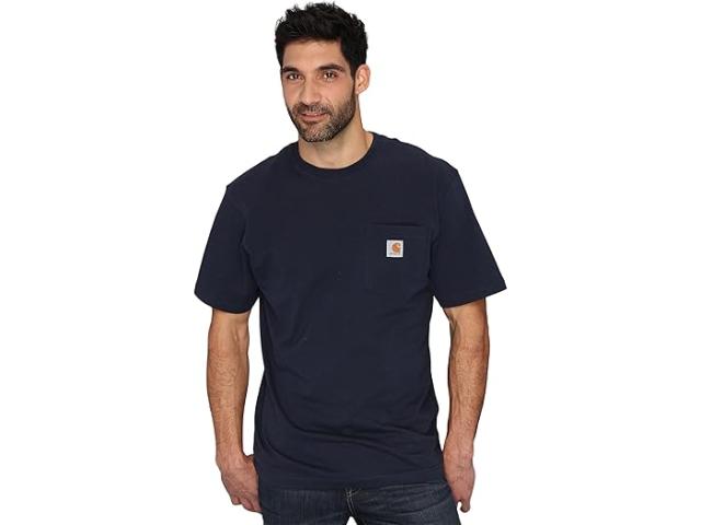 (取寄) カーハート メンズ ルーズ フィット ヘビーウェイト ショート スリーブ ポケット T-シャツ Carhartt men Loose Fit Heavyweight Short Sleeve Pocket T-Shirt Navy
