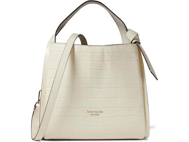 (取寄) ケイトスペード レディース ノット クロコ エンボス レザー ミディアム クロスボディ トート Kate Spade New York women Kate Spade New York Knott Croc Embossed Leather Medium Crossbody Tote Halo Whiteの通販はボディバッグ