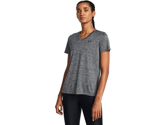 (取寄) アンダーアーマー レディース テック ショート スリーブ V-ネック ツイスト Under Armour women Under Armour Tech Short Sleeve V-Neck Twist Castlerock/Steel/Black