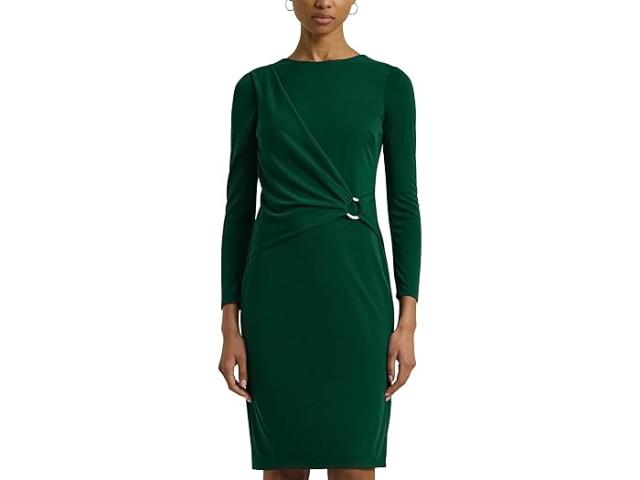 (取寄) ローレン ラルフローレン レディース ジャージ スリー-クオーター-スリーブ ドレス Lauren Ralph Lauren women Jersey Three-Quarter-Sleeve Dress Deep Emerald