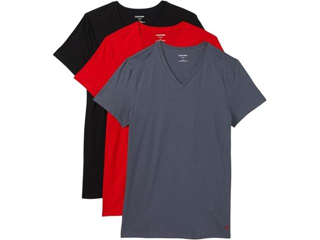 (取寄) カルバンクライン アンダーウェア メンズ コットン クラシックス 3-パック アンダーシャツ   Underwear men Cotton Classics 3-pack Undershirt Turbulence/Adrenaline Rush/Black