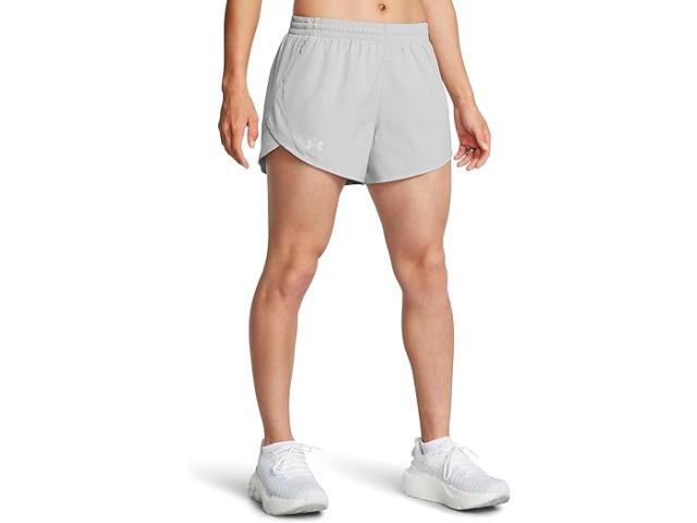 (取寄) アンダーアーマー レディース フライ バイ ヘザード ショーツ Under Armour women Fly By Heathered Shorts Mod Gray Medium Heather/Mod Gray/Reflective