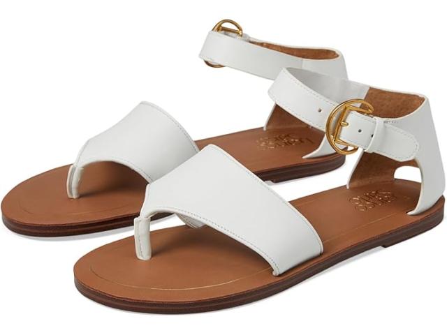 (取寄) フランコ サルト レディース ルース アンクル ストラップ トング フラッツ サンダル Franco Sarto women Franco Sarto Ruth Ankle Strap Thong Flat Sandals White Smoothの通販は