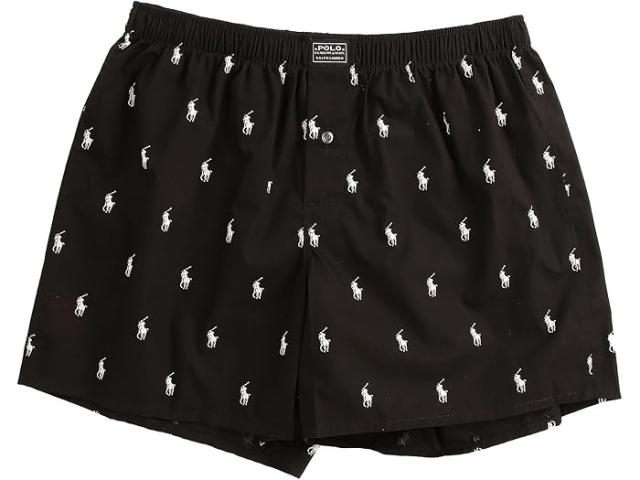 (取寄) ラルフローレン メンズ オール オーバー ポニー プレーヤー ウーブン ボクサー Polo Ralph Lauren men All Over Pony Player Woven Boxer Black