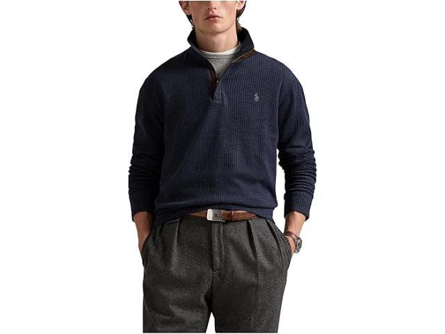 (取寄) ラルフローレン メンズ ロング スリーブ ハーフ ジップ Polo Ralph Lauren men Long Sleeve Half Zip Winter Navy Heather Dogtooth