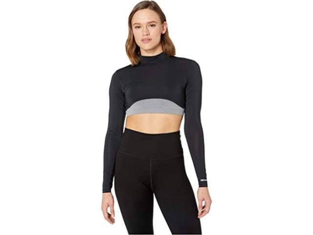 (取寄) ジェイミー サドック レディース サンセンス 35 Spf ライトウェイト ロング スリーブ モック ネック クロップ レイヤリング トップ Jamie Sadock women  Sunsense 35 SPF Lightweight Long Sleeve Mock Neck Crop Layering Top Jet Black