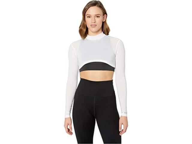 (取寄) ジェイミー サドック レディース サンセンス 35 Spf ライトウェイト ロング スリーブ モック ネック クロップ レイヤリング トップ Jamie Sadock women  Sunsense 35 SPF Lightweight Long Sleeve Mock Neck Crop Layering Top Sugar White