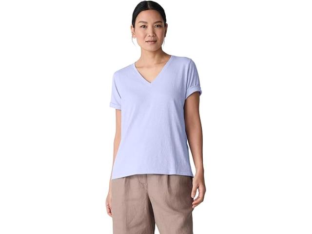 (取寄) アイリーン フィッシャー レディース V-ネック ショート スリーブ ティー Eileen Fisher women V-Neck Short Sleeve Tee Bellflower