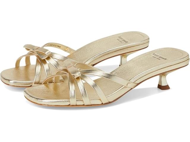 (取寄) ケイトスペード レディース カロリナ メタリック レザー キトン ヒール サンダル Kate Spade New York women Carolina llic Leather Kitten Heel Sandal Light Gold