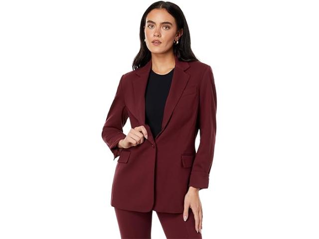 (取寄) ダナキャランニューヨーク レディース ノッチ カラー フラップ ポケット ワン-ボタン ジャケット DKNY women Notch Collar Flap Pocket One-Button Jacket Cabernetの通販は 22,515円