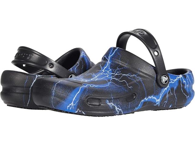 (取寄) クロックスワーク ビストロ グラフィック クロッグ Crocs Work Bistro Graphic Clog Black/Lightning Bolts