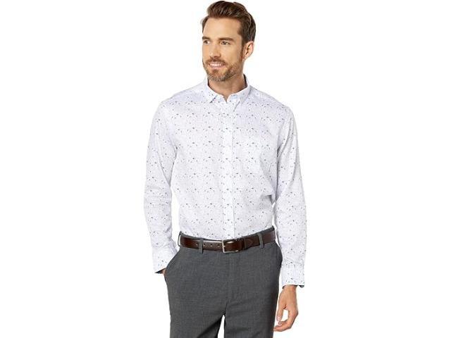 (取寄) ジョンストン&マーフィー メンズ プリンテッド コットン シャツ Johnston & Murphy men Printed Cotton Shirt White Airplane