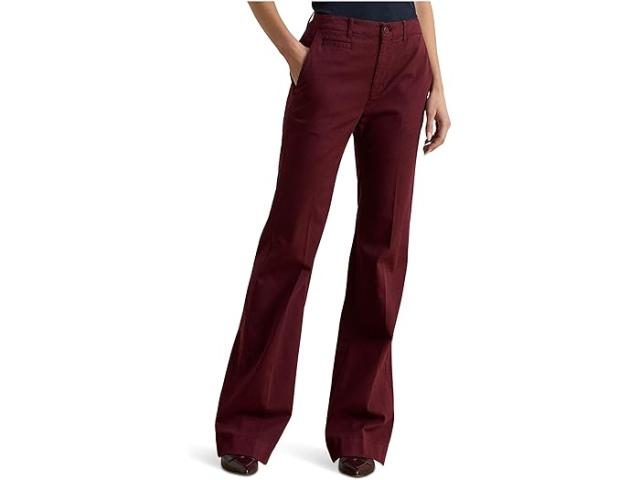 (取寄) ローレン ラルフローレン レディース ストレッチ コットン チノ フレア パンツ Lauren Ralph Lauren women Stretch Cotton Chino Flare Pants Dark Garnet