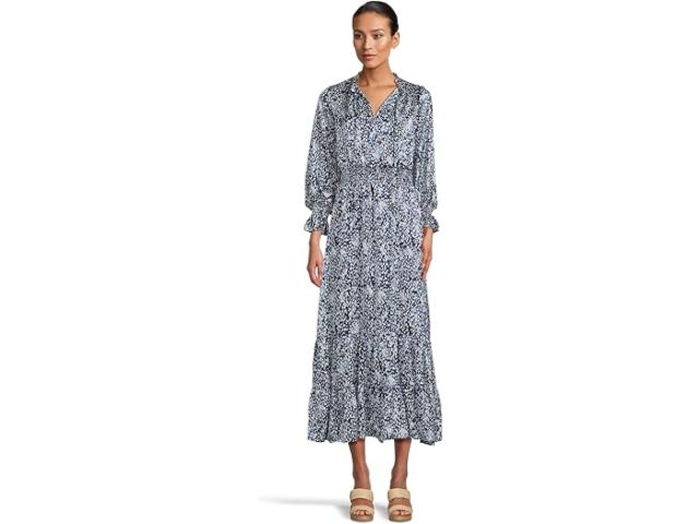 (取寄) ヴィンスカムート レディース ロング スリーブ スモック ウェスト ティアード ラッフル マキシ Vince Camuto women Long Sleeve Smocked Waist Tiered Ruffle Maxi Classic Navy