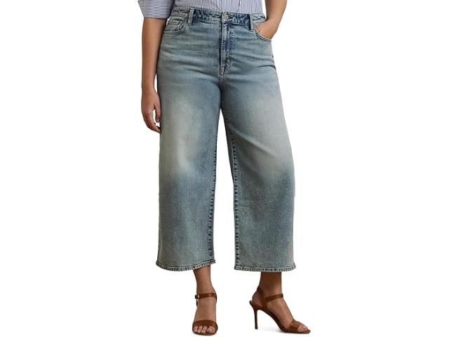 (取寄) ローレン ラルフローレン レディース プラス サイズ ハイライズ ワイド-レッグ クロップド ジーンズ Lauren Ralph Lauren women Plus Size High-Rise Wide-Leg Cropped Jeans Alicia Wash