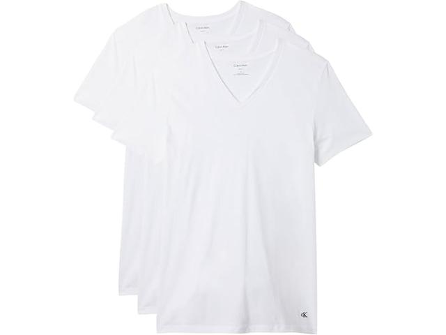 (取寄) カルバンクライン アンダーウェア メンズ コットン クラシックス 3-パック V-ネック T-シャツ   Underwear men Cotton Classics 3-pack V-neck T-shirt White/White