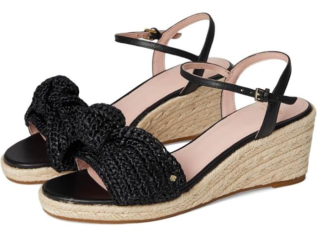 (取寄) ケイトスペード レディース レアンドラ ラフィア エスパドリーユ ウェッジ サンダル Kate Spade New York women Leandra Raffia Espadrille Wedge Sandal Black