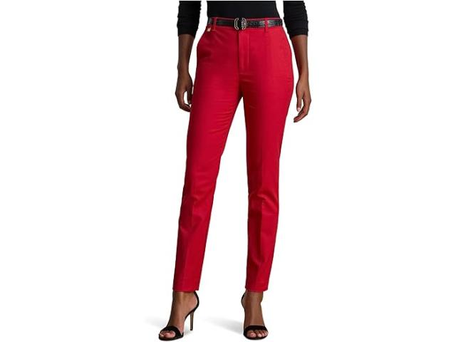 (取寄) ローレン ラルフローレン レディース ピティート パンツ Lauren Ralph Lauren women Petite Stretch-Cotton-Blend Pants Ralph Red