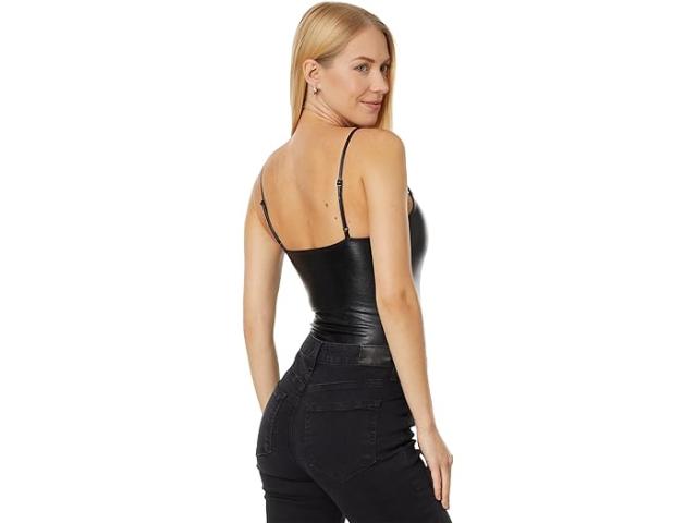 コマンドー レディース シャツ トップス Faux Leather Spaghetti Strap Bodysuit BDS309 コマンドー レザー クロップ 黒色 ブラック クロップトップ レディース