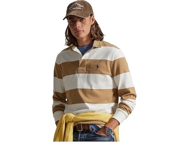 (取寄) ラルフローレン メンズ クラシック フィット ラグビー シャツ Polo Ralph Lauren men Classic Fit Khaki-collar Rugby Shirt Cafe Tan/Trophy Cream