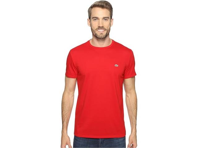 (取寄) ラコステ メンズ ショートスリーブ ピマ ジャージ クルーネック T-シャツ Lacoste men Short-Sleeve Pima Jersey Crewneck T-Shirt Red