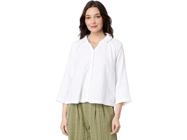 (取寄) モッドオードック レディース ダブル レイヤー ガーゼ 3/4 スリーブ イージー-フィット ボタンアップ ブラウザ Mod-o-doc women Mod-o-doc Double Layer Gauze 3/4 Sleeve Easy-Fit Button-Up Blouse Whiteの通販は