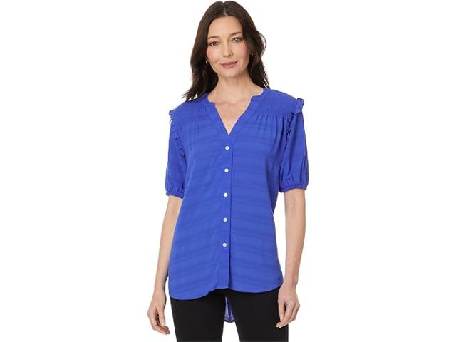 (取寄) トミーヒルフィガー レディース ショート スリーブ スモック ヨーク トップ Tommy Hilfiger women Tommy Hilfiger Short Sleeve Smocked Yoke Top Provenceの通販は