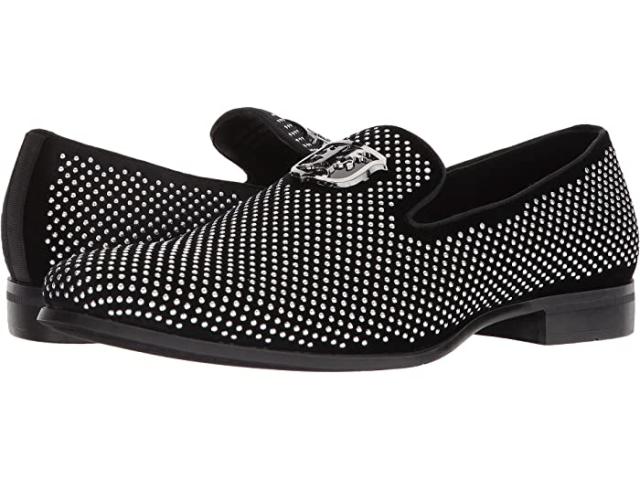(取寄) ステイシー アダムス メンズ スワッガー スタデッド オーナメント ローファー Stacy Adams men  Swagger Studded Ornament Loafer Black/Silver