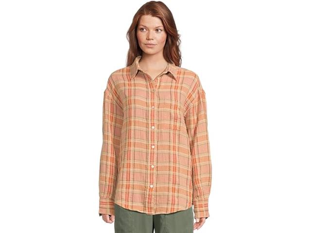 (取寄) ファリティ レディース デューン コットン ガーゼ リラックスド-フィット シャツ Faherty women Dune Cotton Gauze Relaxed Shirt Tinted Rose Water Plaid