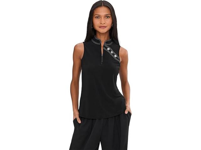 (取寄) ジェイミー サドック レディース ソリッド スリーブレス ポロ イン クラウド ファブリック Jamie Sadock women Solid Sleeveless Polo In Cloud Fabric Black