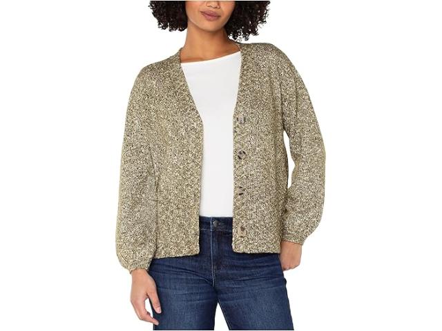 (取寄) リバプールロサンゼルス レディース ロング スリーブ ボタン フロント カーディガン セーター Liverpool Los Angeles women Long Sleeve Button Front Cardigan Sweater Olive Melange