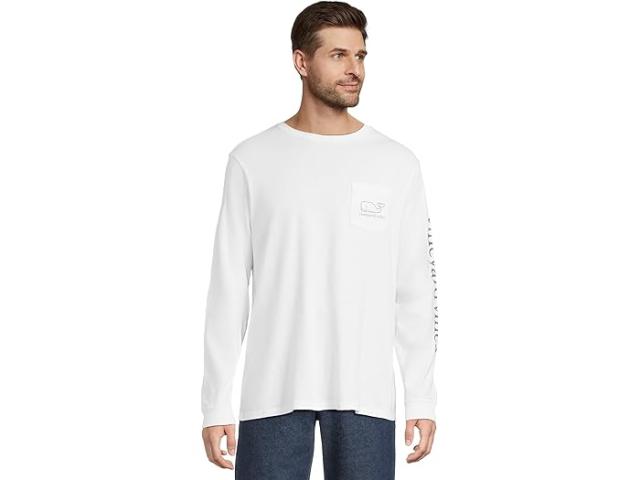 (取寄) ヴィンヤードヴァインズ メンズ ロング スリーブ ビンテージ ホエール ポケット T-シャツ Vineyard Vines men Long Sleeve Vintage Whale Pocket T-Shirt White Cap