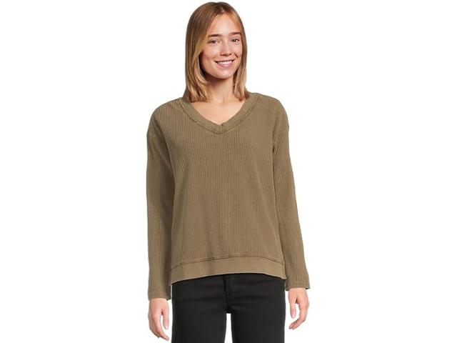 (取寄) モッドオードック レディース ロング スリーブ オープン V-ネック ワッフル トップ Mod-o-doc women Long Sleeve Open V-neck Waffle Top Fern