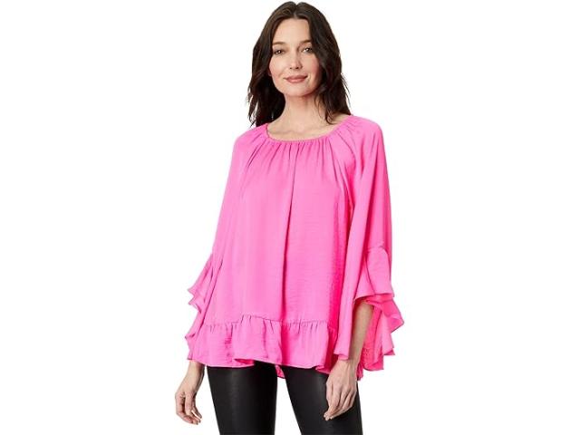 (取寄) ヴィンスカムート レディース フラウィー ラッフルド ブラウザ ウィズ 3/4 スリーブ Vince Camuto women Vince Camuto Flowy Ruffled Blouse with 3/4 Sleeve Hot Pinkの通販は