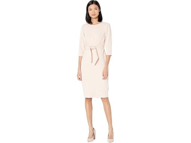 (取寄) アドリアナ パぺル レディース ニット クレープ タイ ウェスト シィース ドレス Adrianna Papell women Knit Crepe Tie Waist Sheath Dress Blush