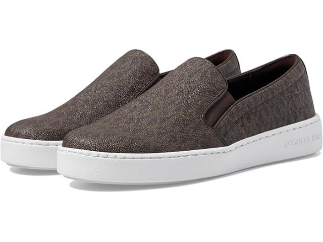 (取寄) マイケルコース レディース キートン スリッポン MICHAEL Michael Kors women Keaton Slip-On Brown Mini MK Logo Coated Canvas/Suprema Nappa Sport