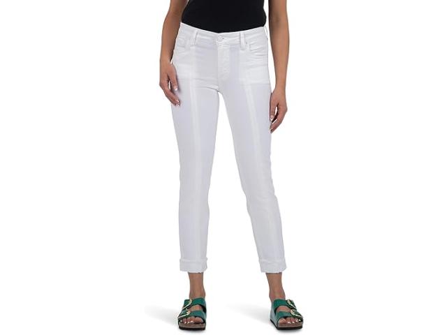 (取寄) カット フロム ザ クロス レディース エイミー クロップ ストレート レッグ ロール アップ フレイ プリンセス シーム KUT from the Kloth women Amy Crop Straight Leg Roll Up Fray Princess Seam Optic White
