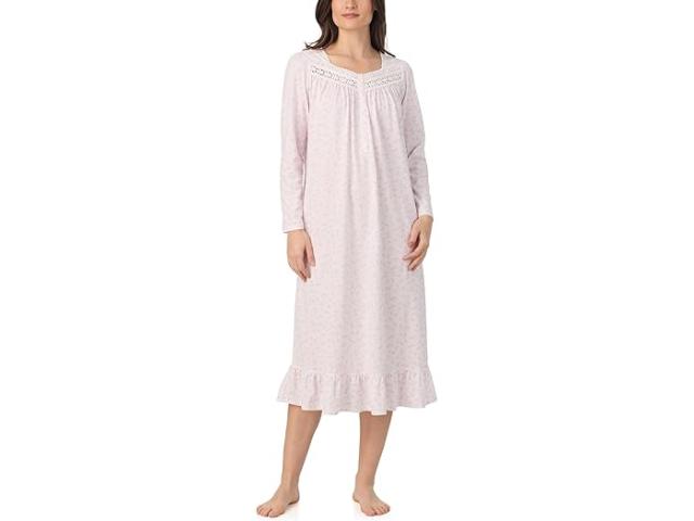 (取寄) アイリーン ウエスト レディース コットン ニット ロング スリーブ ロング ナイトガウン Eileen West women Cotton Knit Long Sleeve Long Nightgown White Ground Ditsy