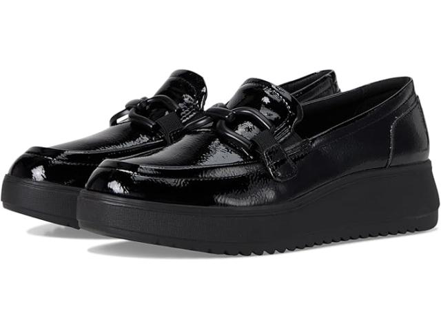 (取寄) クラークス レディース トップ Clarks women Zylah Top Black Crinkle Patent Synthetic