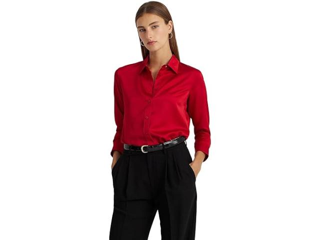 (取寄) ローレン ラルフローレン レディース ピティート サテン シャルムーズ シャツ LAUREN Ralph Lauren women LAUREN Ralph Lauren Petite Satin Charmeuse Shirt Martin Redの通販は 44,980円