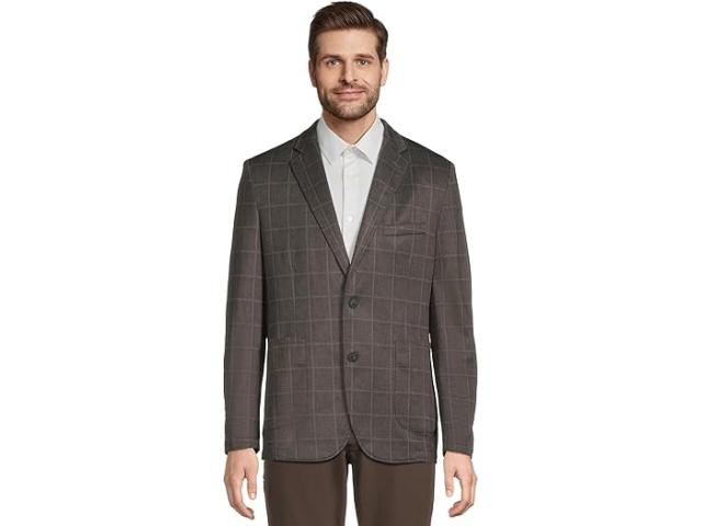 (取寄) ジョンストン&マーフィー メンズ XC フレックス アンライン プレイド ニット ブレーザー Johnston & Murphy men Xc Flex Unlined Plaid Knit Blazer Brown