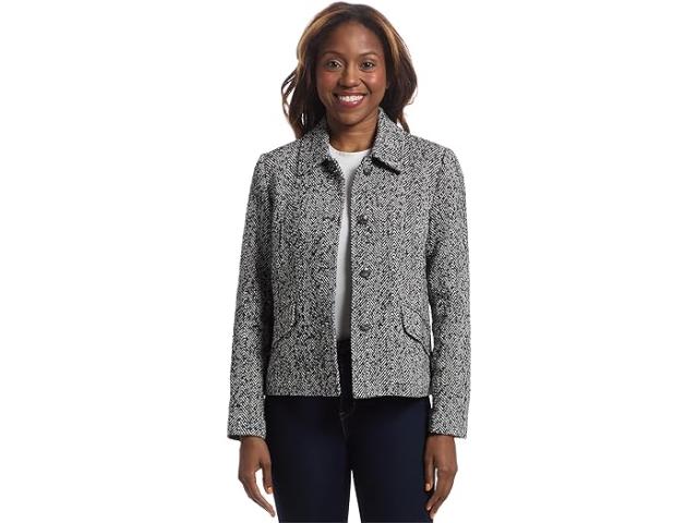 (取寄) エリオット ローレン レディース パワー プレイ - ボタン クロージャー ヘリンボーン ジャケット ウィズ フラップ ポケッツ ディテール Elliott Lauren women Power Play - Button Closure Herringbone Jacket With Flap Pockets Detail Grey Multi