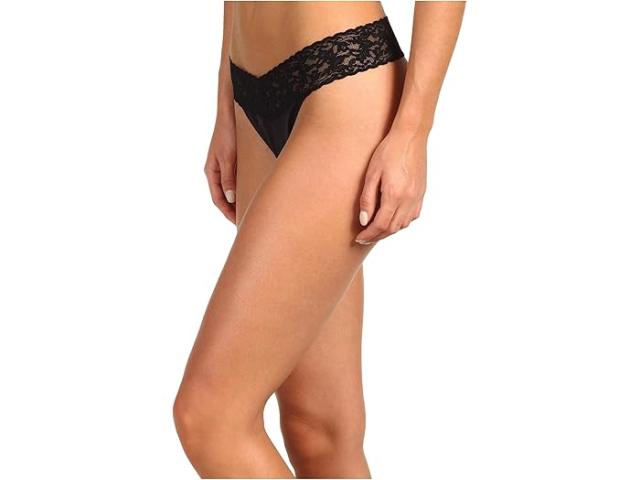 (取寄) ハンキー パンキー レディース オーガニック コットン オリジナル ライズ トング W/ レース Hanky Panky women Hanky Panky Organic Cotton Original Rise Thong w/ Lace Black_1