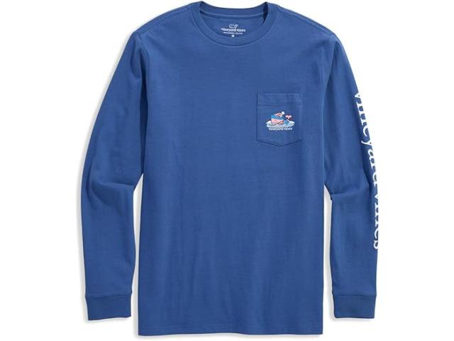 (取寄) ヴィンヤードヴァインズ メンズ ロング スリーブ ポンド ホッケー ホエール ポケット ティー Vineyard Vines men Long Sleeve Pond Hockey Whale Pocket Tee Moonshine