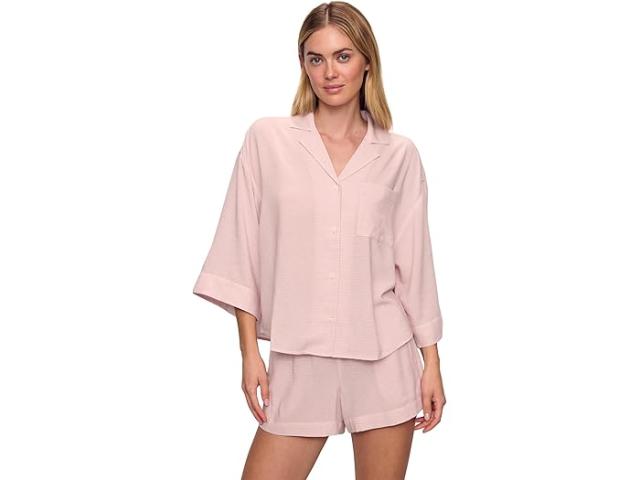 (取寄) エバージェイ レディース ノーティコ リラックスド-フィット ショート Pj セット Eberjey women Nautico Relaxed Short Pj Set Feeder Stripespale Mauve/White