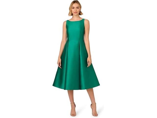 (取寄) アドリアナ パぺル レディース スリーブレス ティー レングス ドレス Adrianna Papell women Adrianna Papell Sleeveless Tea Length Dress Vivid Emerald