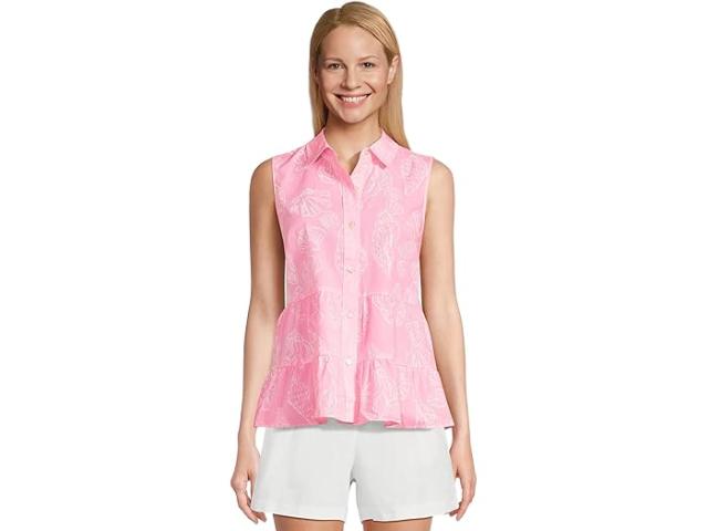 (取寄) リリー ピュリッツァー レディース ブレア スリーブレス ボタン D Lilly Pulitzer women Breah Sleeveless Button D Rousseau Pink Cool As Shell Overprint