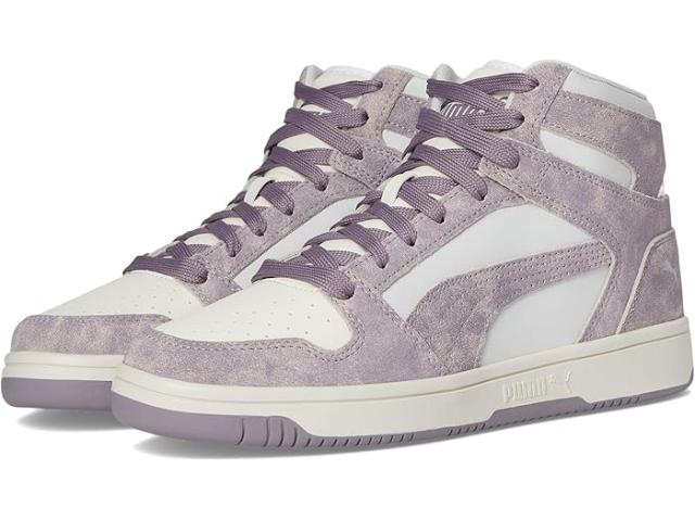 (取寄) プーマ レディース リバウンド レイアップ ミッド シューズ PUMA women Rebound Layup Mid Shoes Feather Gray/Plum Jam/Warm White